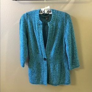 Eddie Bauer Blue One Button Sweater Size M EUC